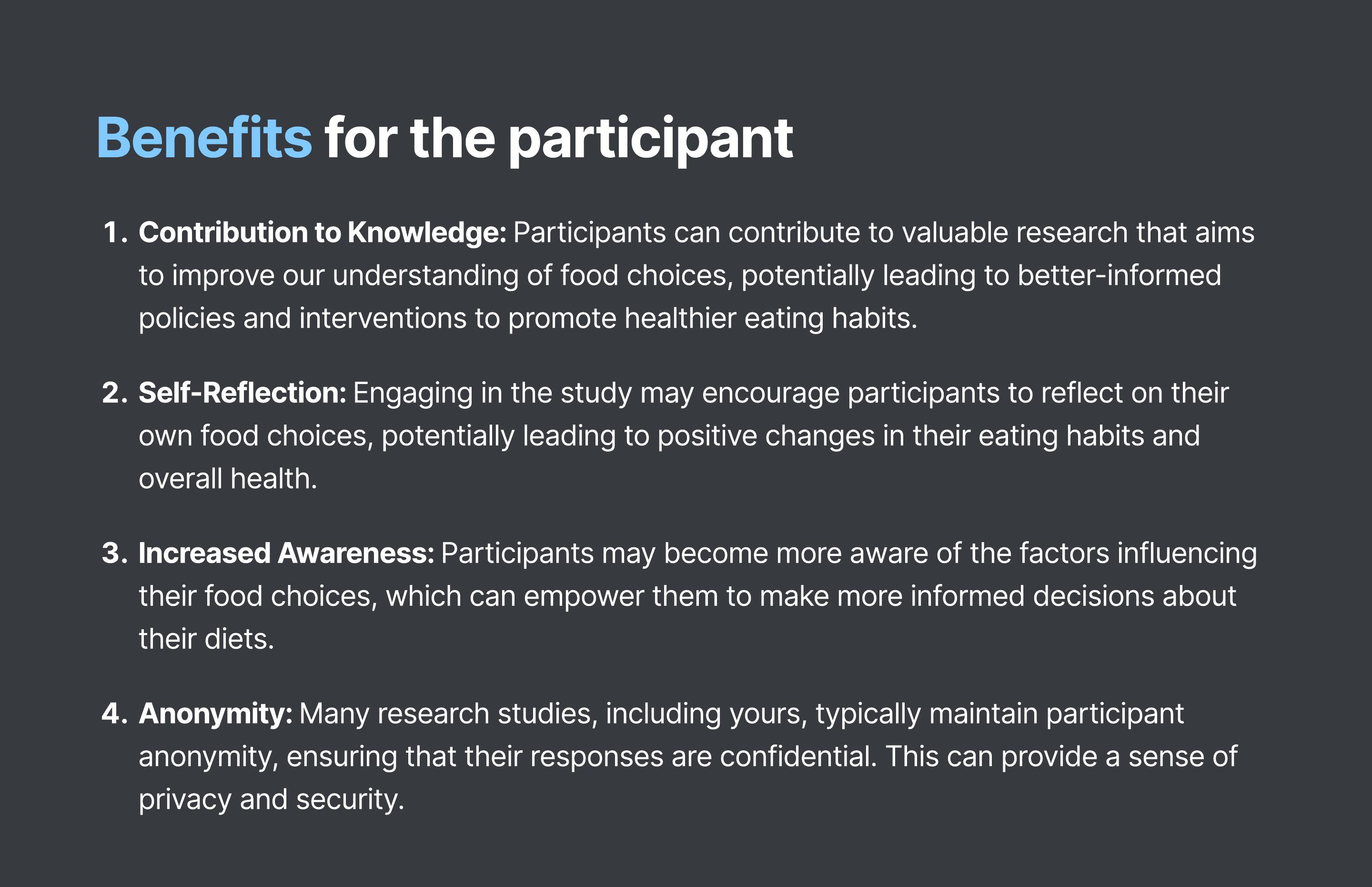 Participant risks and benefits
